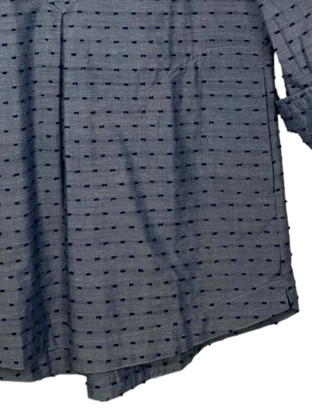 Appleseed's Womens Tunic Size Small Clip-Dot Ruffled Collar 3/4 Sleeve Side Slit - Picture 4 of 6